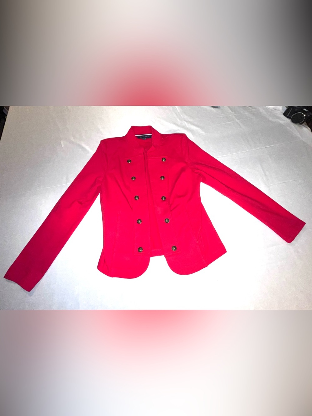 Tommy Hilfiger Red Military Blazer Gold Button Preppy Nautical Old Money Jacket
